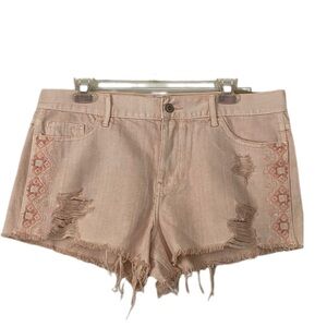 Hollister Short Shorts Light Orange Distressed Embroidery Size 13/31